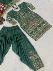 Exclusive Green Crepe with Sequence Work Dhoti Suit