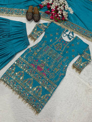 Exclusive Green Crepe with Sequence Work Dhoti Suit