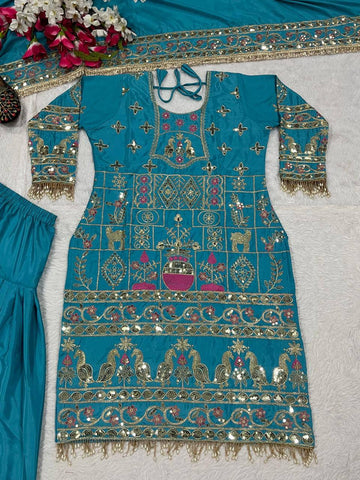 Exclusive Green Crepe with Sequence Work Dhoti Suit
