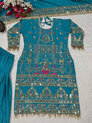 Exclusive Green Crepe with Sequence Work Dhoti Suit