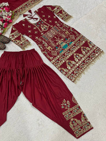 Exclusive Green Crepe with Sequence Work Dhoti Suit