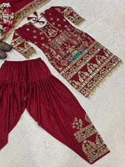 Exclusive Green Crepe with Sequence Work Dhoti Suit