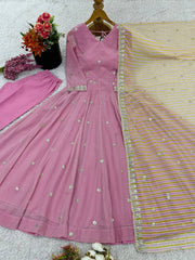Attractive Sky Blue Georgette Work Palazzo Suit