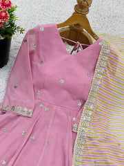 Attractive Sky Blue Georgette Work Palazzo Suit