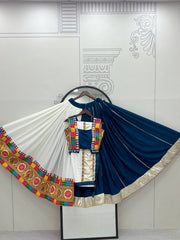 Gorgeous Blue Cotton Gamthi Work Lehenga Choli