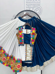 Gorgeous Blue Cotton Gamthi Work Lehenga Choli