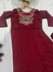 Ravishing Maroon Color Thread Embroidered Anarkali Suit