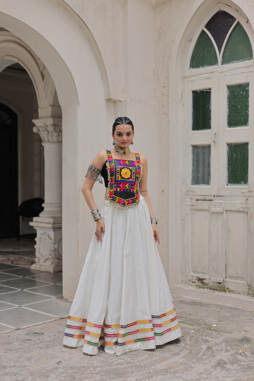 Navratri Wear Black Color Kutchi Gamthi Work Lehenga Choli