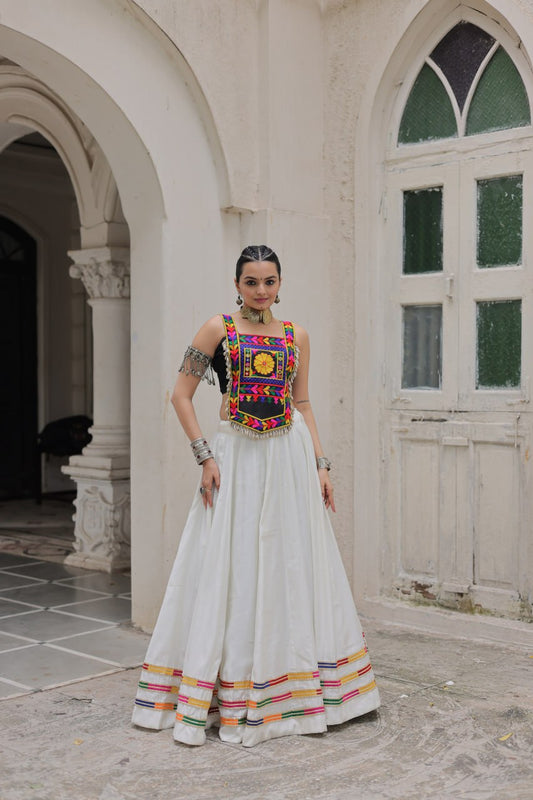 Navratri Wear Black Color Kutchi Gamthi Work Lehenga Choli