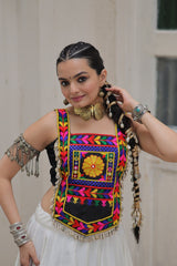 Navratri Wear Black Color Kutchi Gamthi Work Lehenga Choli