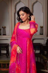 Exclusive Pink Color Digital Printed Georgette Anarkali Suit
