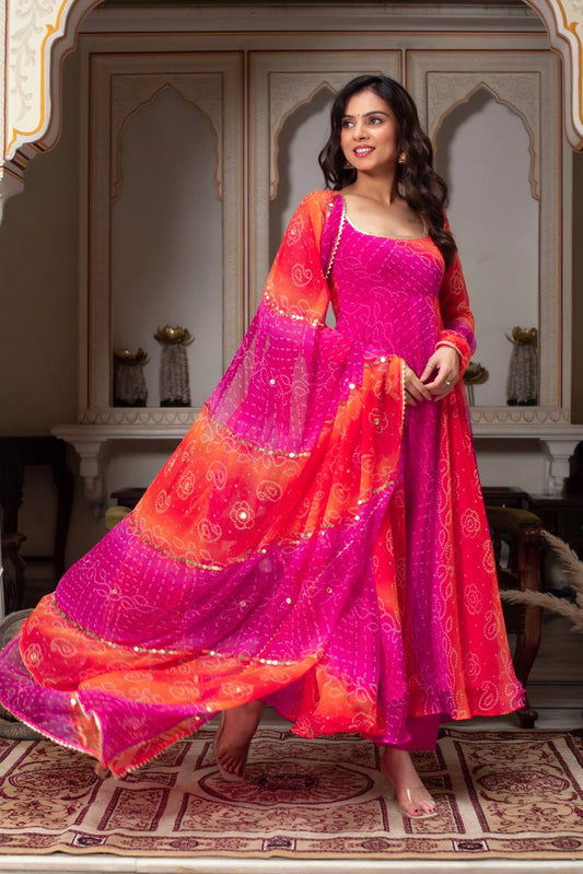 Exclusive Pink Color Digital Printed Georgette Anarkali Suit