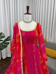 Exclusive Pink Color Digital Printed Georgette Anarkali Suit