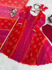 Exclusive Pink Color Digital Printed Georgette Anarkali Suit