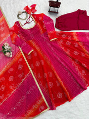 Exclusive Pink Color Digital Printed Georgette Anarkali Suit