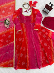 Exclusive Pink Color Digital Printed Georgette Anarkali Suit