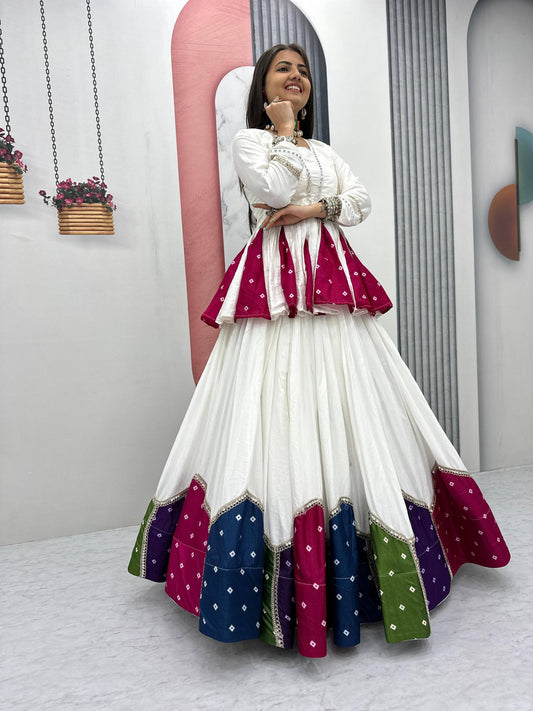Navratri Festival White Color Lehenga Choli