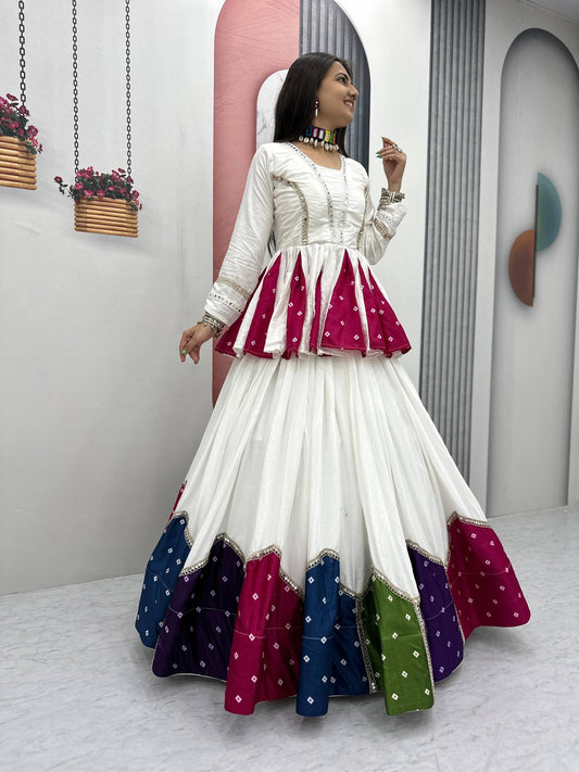 Navratri Festival White Color Lehenga Choli
