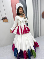 Navratri Festival White Color Lehenga Choli