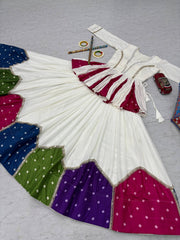 Navratri Festival White Color Lehenga Choli
