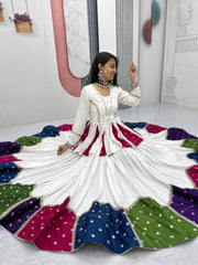 Navratri Festival White Color Lehenga Choli