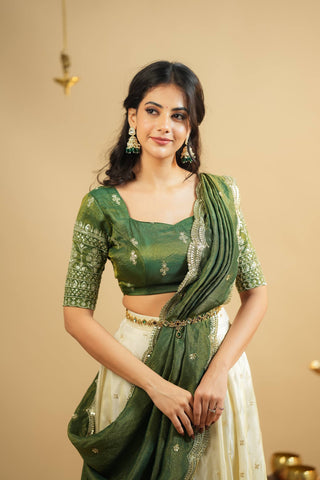 Gorgeous Green Color Zari Work Lehenga Choli