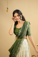 Gorgeous Green Color Zari Work Lehenga Choli