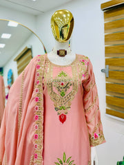 Gorgeous Blue Color  Embroidery Thread Work Sharara Suit
