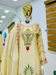 Gorgeous Blue Color  Embroidery Thread Work Sharara Suit