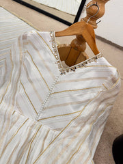 Innovative White Color Mirror Work Sharara Suit