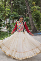 White Color Embroidered Lehenga Choli For Navratri Wear