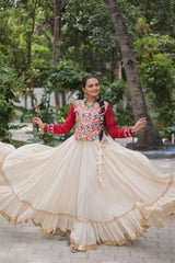 White Color Embroidered Lehenga Choli For Navratri Wear
