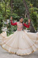 White Color Embroidered Lehenga Choli For Navratri Wear