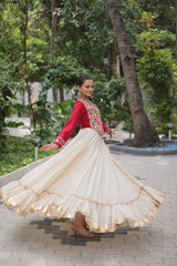 White Color Embroidered Lehenga Choli For Navratri Wear