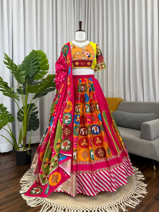Multi Color Digital Print Lehenga For Navratri Wear