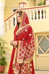 Lovely Red Color Embroidery Work Gown