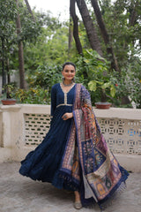 Ravishing Maroon Color V Neck Designer Gown