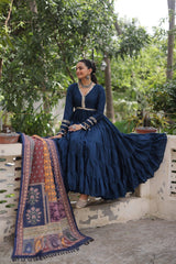 Ravishing Maroon Color V Neck Designer Gown
