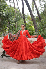 Ravishing Maroon Color V Neck Designer Gown