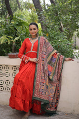 Ravishing Maroon Color V Neck Designer Gown