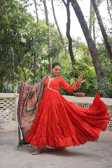 Ravishing Maroon Color V Neck Designer Gown