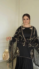 Innovative Black Color Sequence Work Sharara Suit