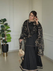 Innovative Black Color Sequence Work Sharara Suit