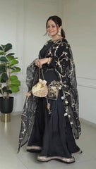 Innovative Black Color Sequence Work Sharara Suit