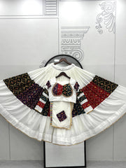 White Color Multi Color Lace Work Navratri Wear Lehenga Choli