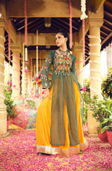 Orange Navratri Rayon Embroidery Work Lehenga With top