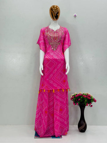Gorgeous Pink Georgette Digital Print Sharara Suit