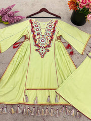 Exclusive Green Khadi Cotton Work Co-ord Set