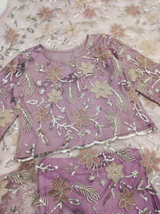 Stylish Purple Net Sequence Work Saree