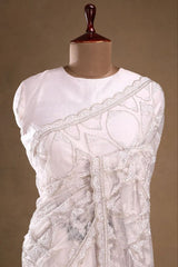 Trendy White Net with Sequins Work Saree